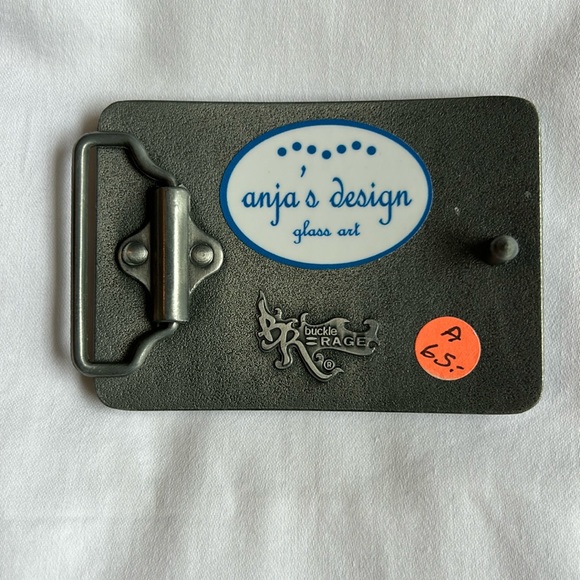 Buckle Rage Anja’s Design Glass Art Belt Buckle, 2 1/2 X 3 1/2. - Picture 2 of 4